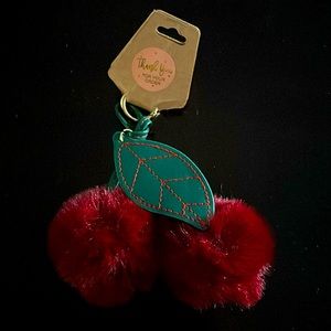 Cherry Pom Pom Keychain